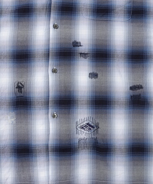 BOW WOW(バウワウ)の「RAYON CHECK SHIRTS REPAIRED(シャツ/ブラウス・メンズ・ホワイト×ブルー・L/XL)」の7枚目の写真