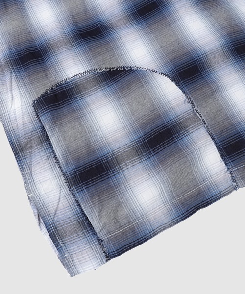 BOW WOW(バウワウ)の「RAYON CHECK SHIRTS REPAIRED(シャツ/ブラウス・メンズ・ホワイト×ブルー・L/XL)」の9枚目の写真
