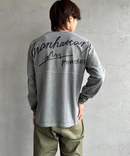 tシャツ 「WEB先行予約」「MANHATTAN PORTAGE/マンハッタンポーテージ」 別注 手書き風バックプリント ロングスリーブTシャツ レデ Manhattan Portage tシャツ 「MANHATTAN PORTAGE/マンハッタン