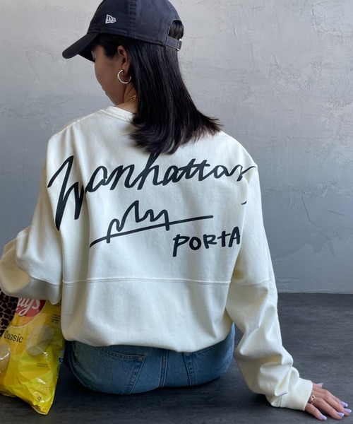 tシャツ 「WEB先行予約」「MANHATTAN PORTAGE/マンハッタンポーテージ」 別注 手書き風バックプリント ロングスリーブTシャツ レデ Manhattan Portage（マンハッタンポーテージ）の「[MANHATTAN