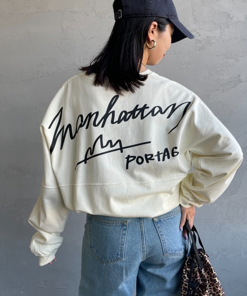 Manhattan Portage（マンハッタンポーテージ）の「[MANHATTAN PORTAGE/マンハッタンポーテージ] 別注 手書き風バックプリント ロングスリーブTシャツ（Tシャツ/カットソー・レディース・チャコールグレー/グレー/アイボリー・S/M/L/XL）」の13枚目の写真