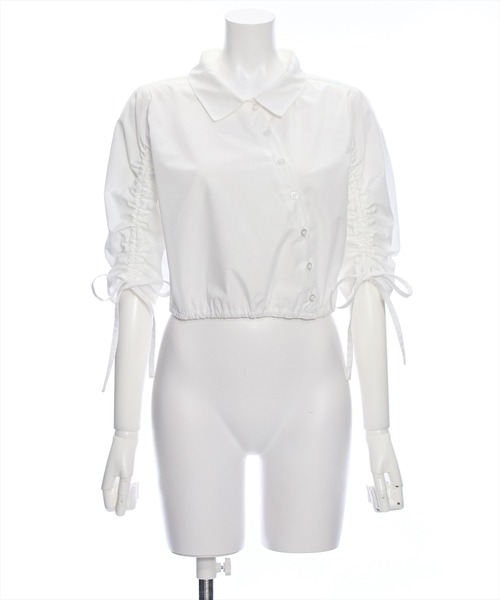 clear（クリア）の「ショート丈袖シャーリングシャツ[着回し抜群 大人 カジュアル]≪再入荷≫（シャツ/ブラウス・レディース・チャコールグレー/オフホワイト/グレイッシュベージュ・F）」の20枚目の写真