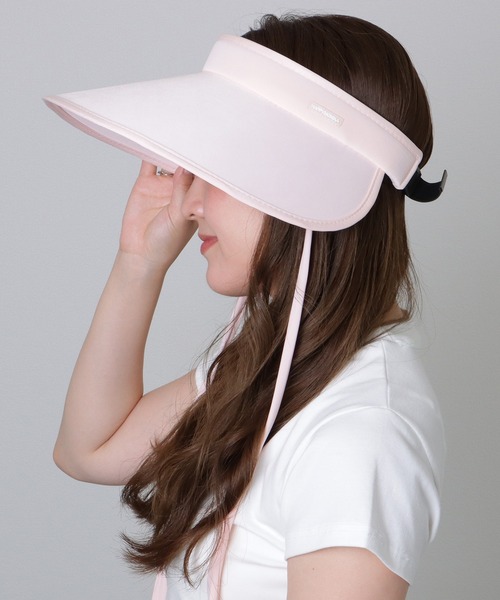 セール】ストラップ付き ソリッドカラー つば広 パッカブル サン