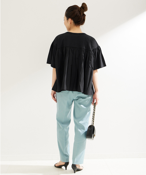B.C STOCK(ベーセーストック)の「《追加》布帛コンビギャザートップス(Tシャツ/カットソー・レディース・ホワイト/ブラック・FREE)」の8枚目の写真