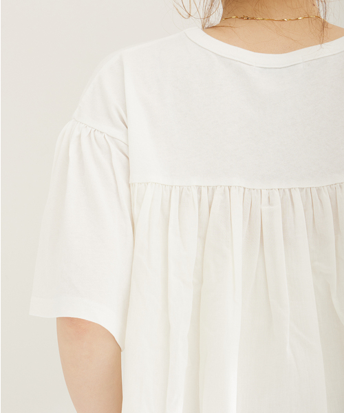 B.C STOCK(ベーセーストック)の「《追加》布帛コンビギャザートップス(Tシャツ/カットソー・レディース・ホワイト/ブラック・FREE)」の19枚目の写真