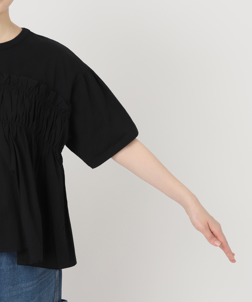 B.C STOCK(ベーセーストック)の「《追加》布帛コンビギャザートップス(Tシャツ/カットソー・レディース・ホワイト/ブラック・FREE)」の13枚目の写真