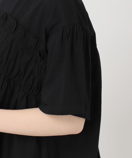 B.C STOCK(ベーセーストック)の「《追加》布帛コンビギャザートップス(Tシャツ/カットソー・レディース・ホワイト/ブラック・FREE)」の12枚目の写真