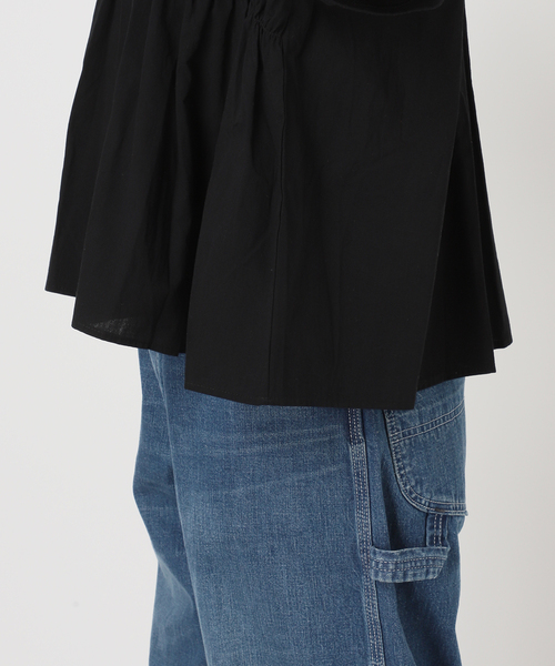B.C STOCK(ベーセーストック)の「《追加》布帛コンビギャザートップス(Tシャツ/カットソー・レディース・ホワイト/ブラック・FREE)」の11枚目の写真