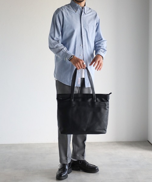 GUSCIO UOMO（グッシオ ウォーモ）の「【グッシオウォーモ】シンプル PUレザー軽量トートバッグ EC限定（トートバッグ・メンズ・ネイビー/ダークグレー/ブラック・FREE）」の16枚目の写真