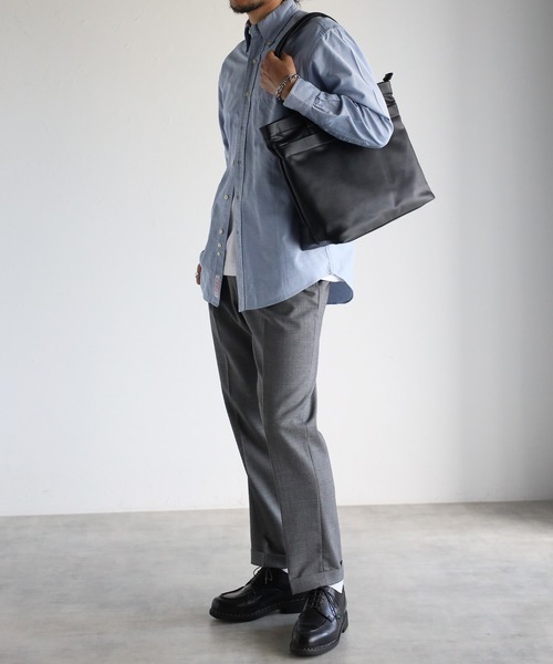 GUSCIO UOMO（グッシオ ウォーモ）の「【グッシオウォーモ】シンプル PUレザー軽量トートバッグ EC限定（トートバッグ・メンズ・ネイビー/ダークグレー/ブラック・FREE）」の22枚目の写真