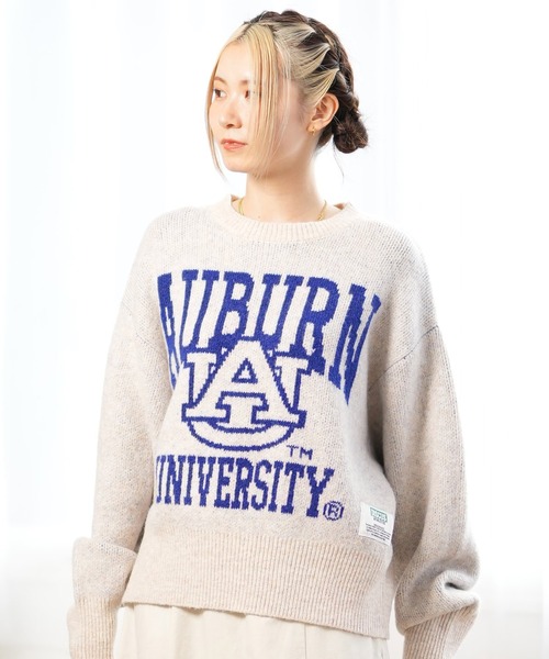 DISCUS ATHLETIC（ディスカス　アスレチック）の「DISCUS ATHLETIC/ディスカスアスレチック カレッジロゴセーター 4487-2656（ニット/セーター・レディース・グレー/スミクロ/ネイビー×ホワイト/マスタード/ネイビー/ベージュ系その他/グリーン/ベージュ系その他2・M）」の4枚目の写真