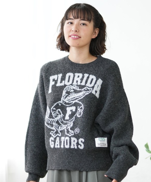 DISCUS ATHLETIC（ディスカス　アスレチック）の「DISCUS ATHLETIC/ディスカスアスレチック カレッジロゴセーター 4487-2656（ニット/セーター・レディース・グレー/スミクロ/ネイビー×ホワイト/マスタード/ネイビー/ベージュ系その他/グリーン/ベージュ系その他2・M）」の2枚目の写真