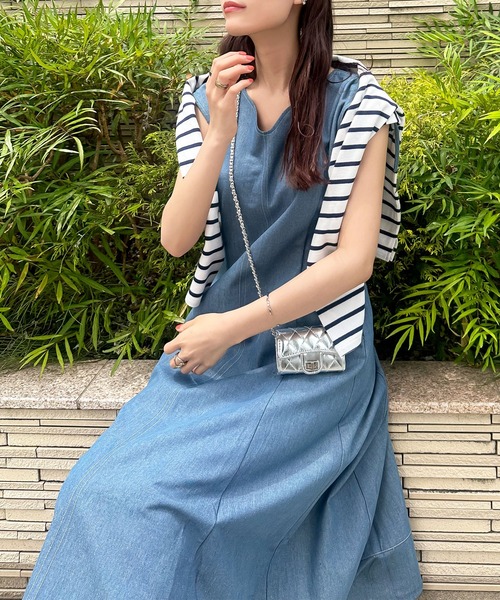 KOBE LETTUCE（コウベレタス）の「肩リボンハートネックデニムワンピース（ワンピース・レディース・ブラック/ブルー/インディゴブルー・M/L）」の21枚目の写真