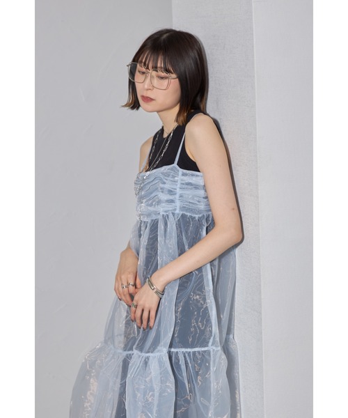 leimn(レイムン)の「オーガンジーレイヤードギャザーワンピ(ワンピース・レディース・ブラック/サックスブルー・M)」の19枚目の写真