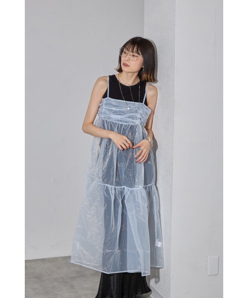 オーガンジーレイヤードギャザーワンピ（ワンピース）｜leimn