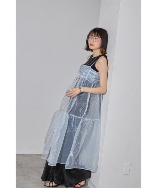 オーガンジーレイヤードギャザーワンピ（ワンピース）｜leimn