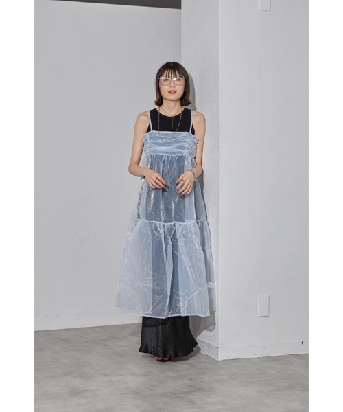 オーガンジーレイヤードギャザーワンピ（ワンピース）｜leimn