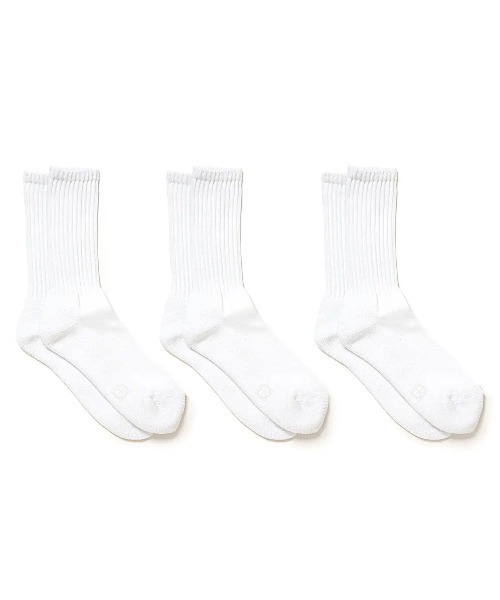 【hobo / ホーボー】3P PILE CREW SOCKS C/N/PU（ソックス/靴下）｜hobo（ホーボー）