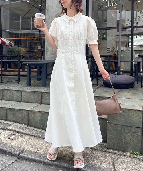 MAJESTIC LEGON（マジェスティックレゴン）の「スタイルアップシャツワンピース（シャツワンピース・レディース・ブラック系その他/ブラック系その他2/グレー系その他/アイボリー・SMALL/X-SMALL/MEDIUM）」の2枚目の写真