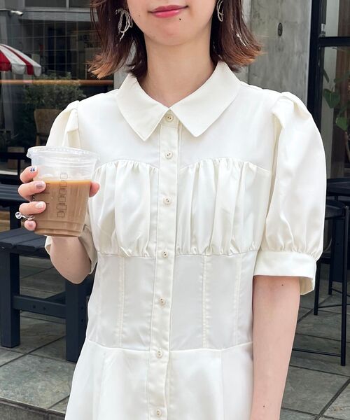 MAJESTIC LEGON（マジェスティックレゴン）の「スタイルアップシャツワンピース（シャツワンピース・レディース・ブラック系その他/ブラック系その他2/グレー系その他/アイボリー・SMALL/X-SMALL/MEDIUM）」の18枚目の写真