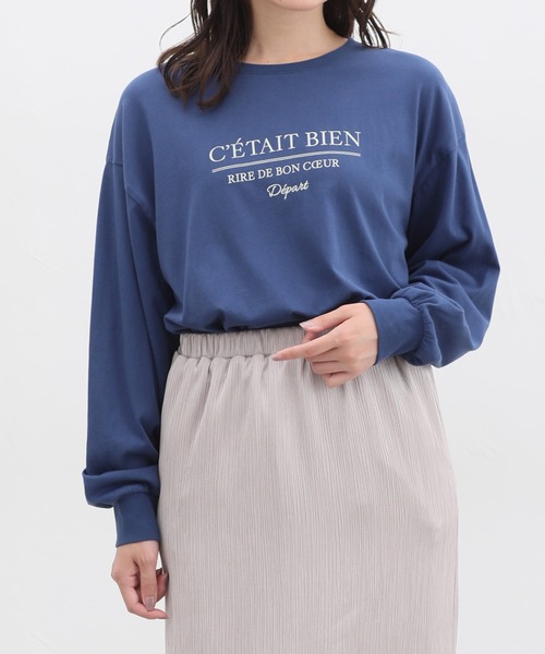 Honeys（ハニーズ）の「刺繍入りロゴＴシャツ（Tシャツ/カットソー・レディース・キナリ/スミクロ/ブルー/ピンク/アイボリー・M/LL/L/S）」の4枚目の写真