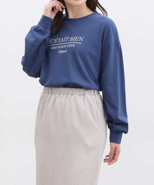 Honeys（ハニーズ）の「刺繍入りロゴＴシャツ（Tシャツ/カットソー・レディース・キナリ/スミクロ/ブルー/ピンク/アイボリー・M/LL/L/S）」の13枚目の写真