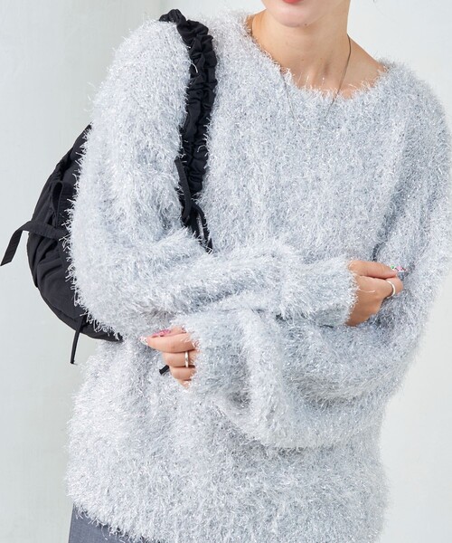 セール】限定展開 ラメ シャギー オーバーニット プルオーバー（ニット