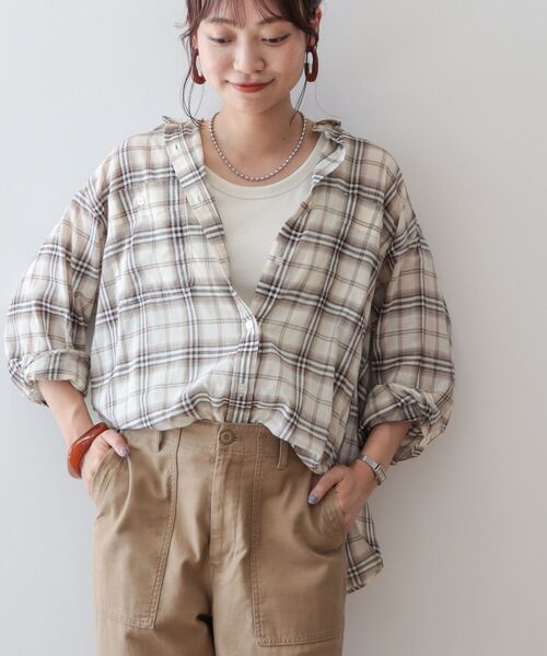 AMERICAN HOLIC(アメリカンホリック)の「接触冷感Wポケットボイルシャツ(シャツ/ブラウス・レディース・ホワイト系その他7/ブラック系その他3/ストライプ・L/M)」の17枚目の写真