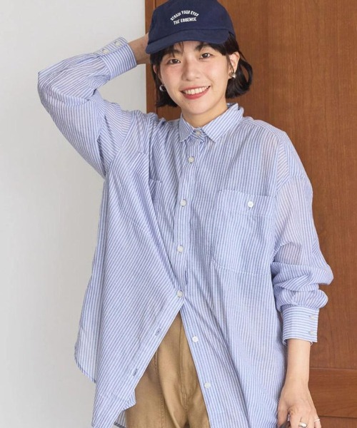 AMERICAN HOLIC(アメリカンホリック)の「接触冷感Wポケットボイルシャツ(シャツ/ブラウス・レディース・ホワイト系その他7/ブラック系その他3/ストライプ・L/M)」の12枚目の写真