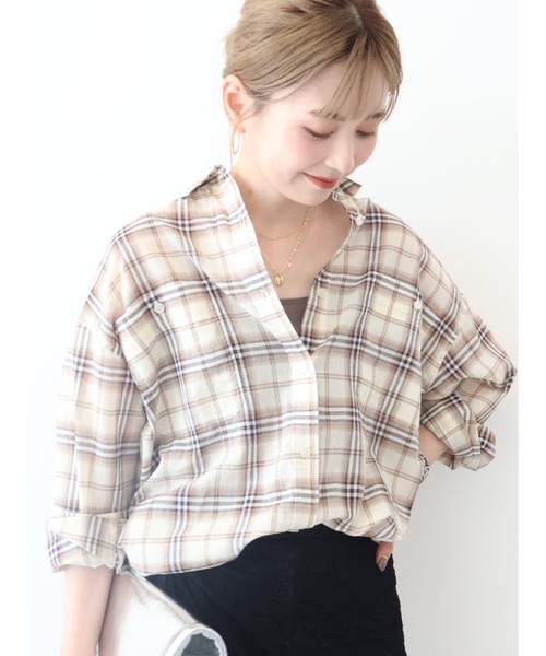 AMERICAN HOLIC(アメリカンホリック)の「接触冷感Wポケットボイルシャツ(シャツ/ブラウス・レディース・ホワイト系その他7/ブラック系その他3/ストライプ・L/M)」の7枚目の写真
