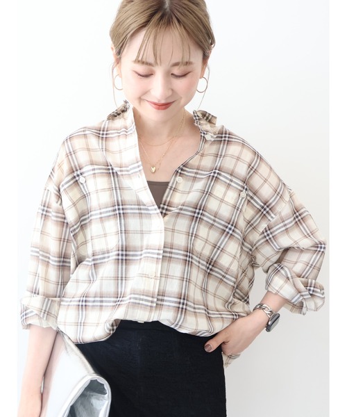 AMERICAN HOLIC(アメリカンホリック)の「接触冷感Wポケットボイルシャツ(シャツ/ブラウス・レディース・ホワイト系その他7/ブラック系その他3/ストライプ・L/M)」の13枚目の写真