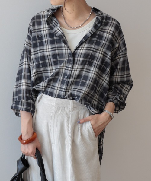 AMERICAN HOLIC(アメリカンホリック)の「接触冷感Wポケットボイルシャツ(シャツ/ブラウス・レディース・ホワイト系その他7/ブラック系その他3/ストライプ・L/M)」の14枚目の写真