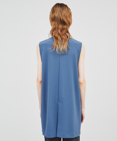 ◆【セットアップ／手洗い可】カットジョーゼットノーカラージレベスト