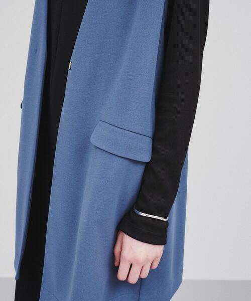 ◆【セットアップ／手洗い可】カットジョーゼットノーカラージレベスト