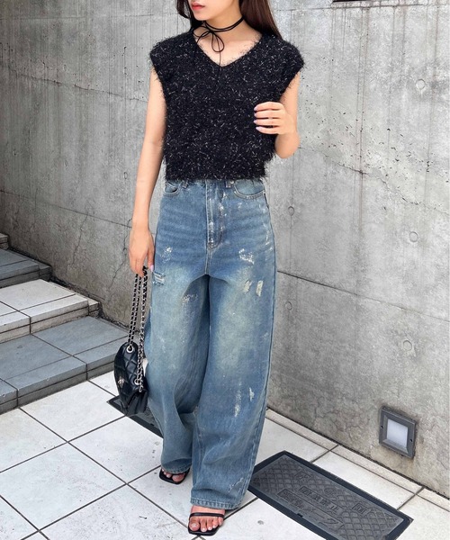 INGNI(イング)の「ラメフェザーニットベスト/A(ニット/セーター・レディース・グレー/アイボリー/ブラック/グレー系その他2・M)」の18枚目の写真