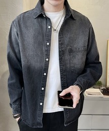 CREARE -LINO- | ヴィンテージライク グラデーションデニムシャツ/Y2K(シャツ/ブラウス)