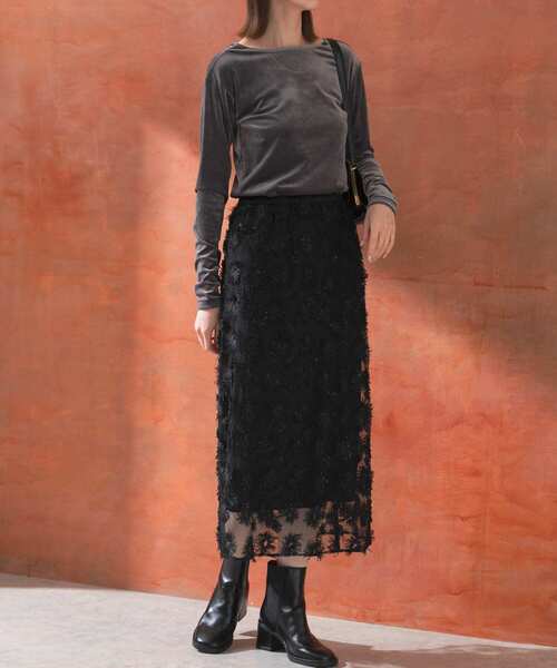 URBAN RESEARCH ROSSO WOMEN（アーバンリサーチ　ロッソ）の「チュールフラワーレイヤードスカート（スカート・レディース・ブラック/ベージュ・FREE）」の18枚目の写真