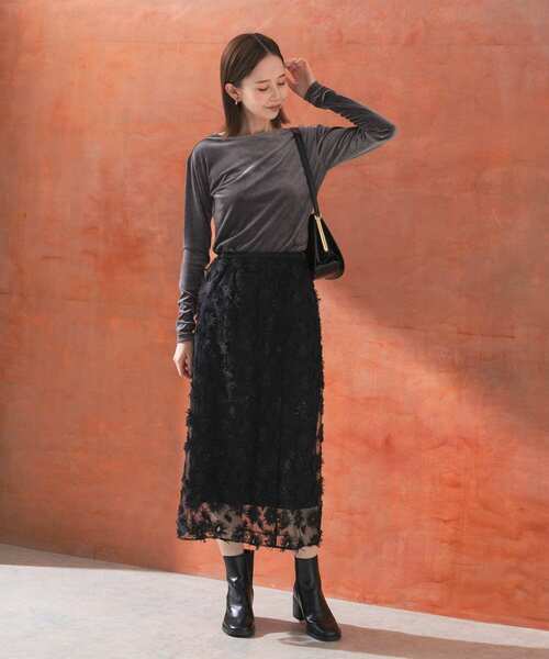 URBAN RESEARCH ROSSO WOMEN（アーバンリサーチ　ロッソ）の「チュールフラワーレイヤードスカート（スカート・レディース・ブラック/ベージュ・FREE）」の19枚目の写真