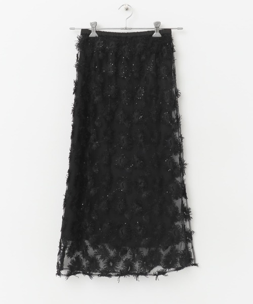 URBAN RESEARCH ROSSO WOMEN（アーバンリサーチ　ロッソ）の「チュールフラワーレイヤードスカート（スカート・レディース・ブラック/ベージュ・FREE）」の6枚目の写真