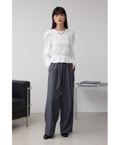 AZUL by moussy(アズールバイマウジー)の「フクレジャガードトップス(Tシャツ/カットソー・レディース・ブラック/アイボリー/ダークグリーン・FREE)」の6枚目の写真