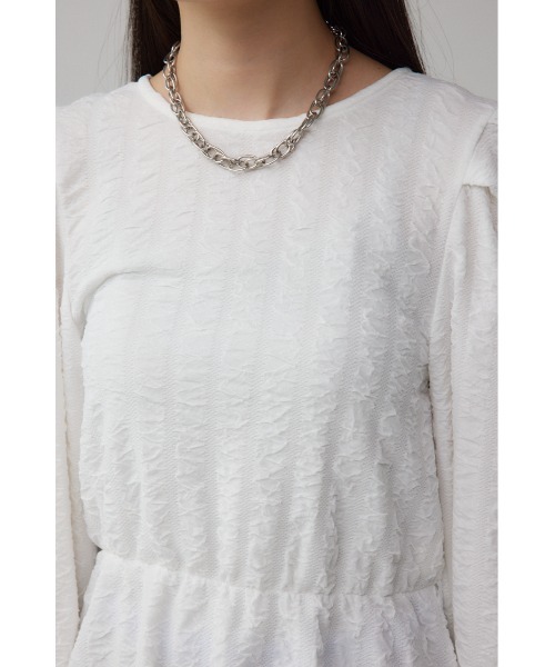 AZUL by moussy(アズールバイマウジー)の「フクレジャガードトップス(Tシャツ/カットソー・レディース・ブラック/アイボリー/ダークグリーン・FREE)」の10枚目の写真