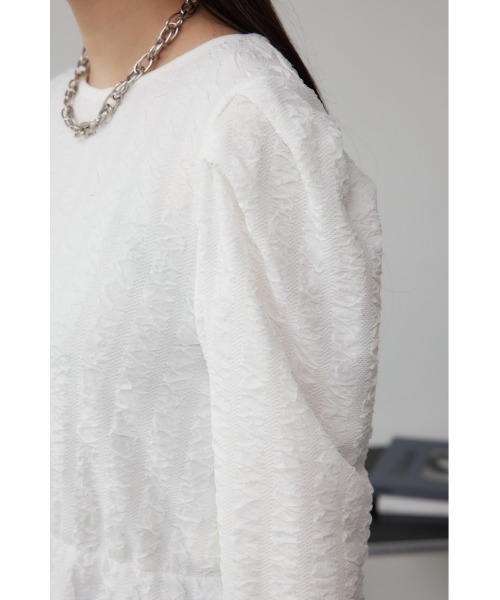 AZUL by moussy(アズールバイマウジー)の「フクレジャガードトップス(Tシャツ/カットソー・レディース・ブラック/アイボリー/ダークグリーン・FREE)」の11枚目の写真