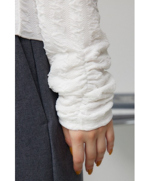 AZUL by moussy(アズールバイマウジー)の「フクレジャガードトップス(Tシャツ/カットソー・レディース・ブラック/アイボリー/ダークグリーン・FREE)」の12枚目の写真