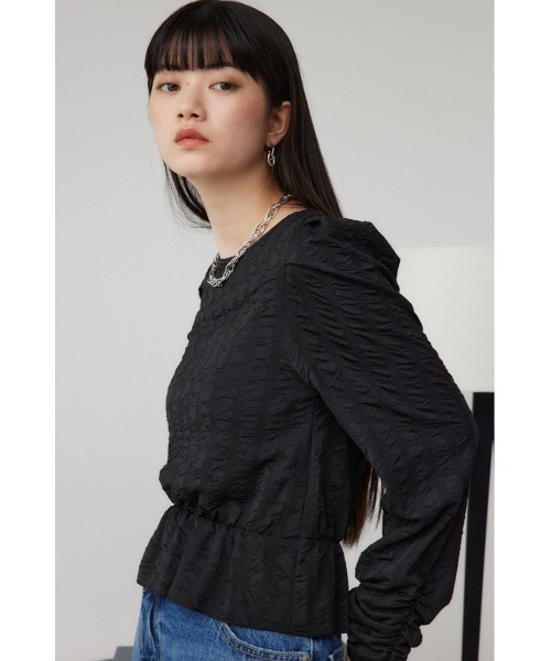 AZUL by moussy(アズールバイマウジー)の「フクレジャガードトップス(Tシャツ/カットソー・レディース・ブラック/アイボリー/ダークグリーン・FREE)」の15枚目の写真
