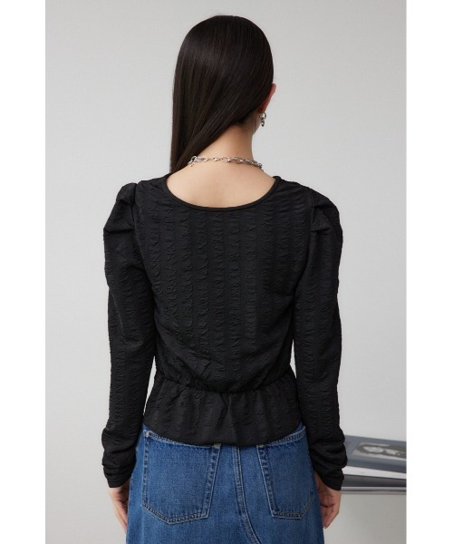 AZUL by moussy(アズールバイマウジー)の「フクレジャガードトップス(Tシャツ/カットソー・レディース・ブラック/アイボリー/ダークグリーン・FREE)」の20枚目の写真