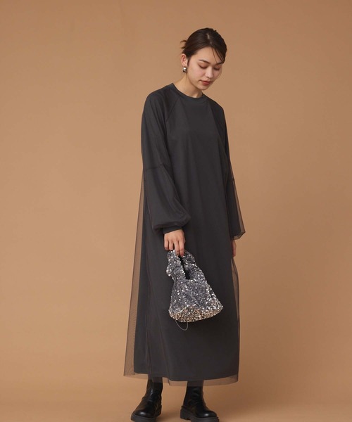 再入荷 ワンピース ブラック チュール ドレス レッド RUIRUE BOUTIQUE ドレス 「オケージョン対応」3wayチュール