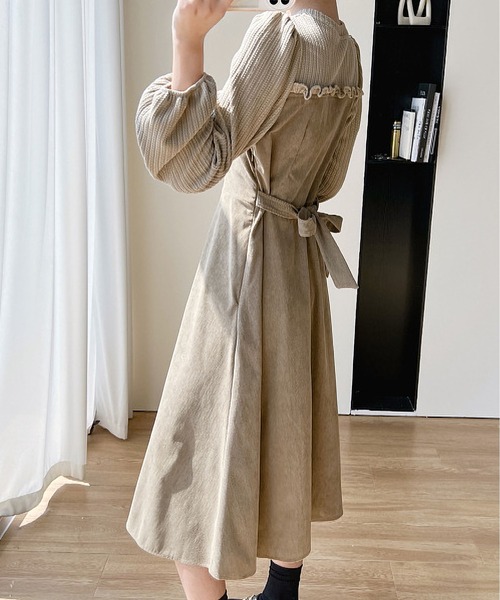 MAISON DE THERESE(メゾン ド テレーズ)の「切り替え長袖コールテンワンピース(ワンピース・レディース・ブラック/ベージュ・S)」の9枚目の写真