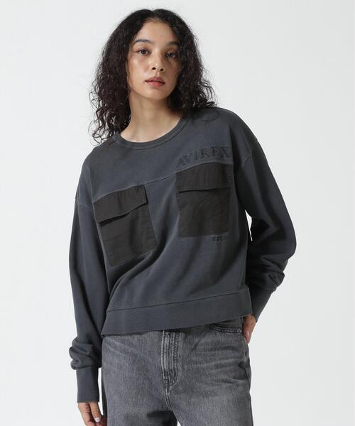 AVIREX(アヴィレックス)の「DOUBLE POCKET SWEAT/ダブルポケットスウェット(スウェット・レディース・モカ/コーラル/チャコールグレー・F)」の2枚目の写真