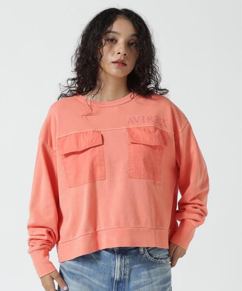 AVIREX(アヴィレックス)の「DOUBLE POCKET SWEAT/ダブルポケットスウェット(スウェット・レディース・モカ/コーラル/チャコールグレー・F)」の1枚目の写真