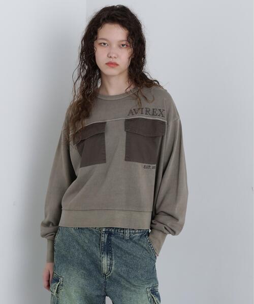 AVIREX(アヴィレックス)の「DOUBLE POCKET SWEAT/ダブルポケットスウェット(スウェット・レディース・モカ/コーラル/チャコールグレー・F)」の3枚目の写真